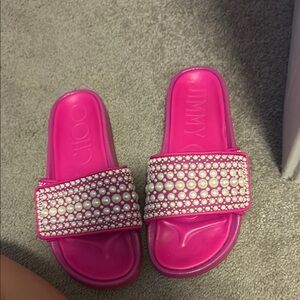 Jimmy Choo Fuchsia Pearl Slides